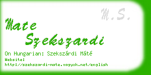 mate szekszardi business card